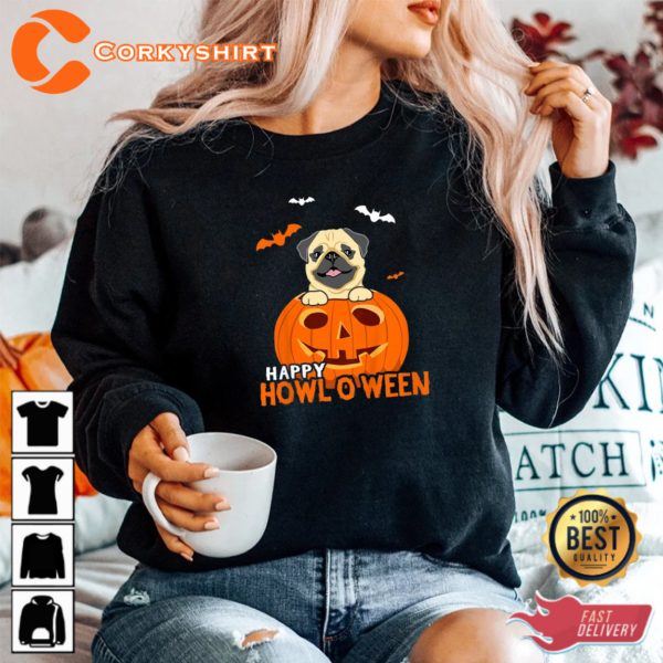 Cute Halloween Pug Dog Pumpkin Costumes Thanksgiving Sweatshirt