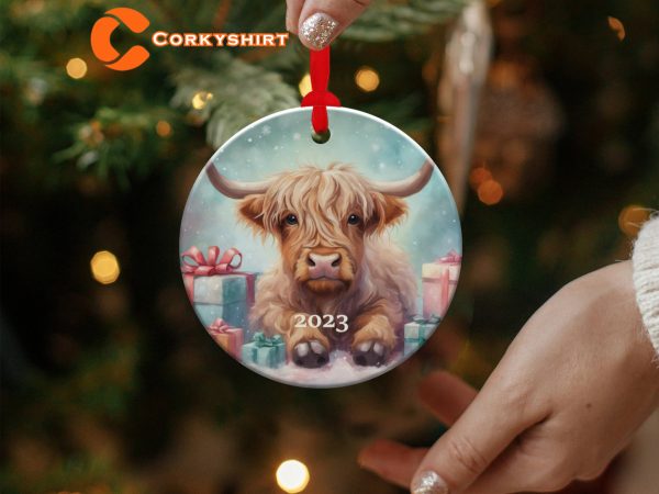 Cute Highland Cow Ornament Christmas Decoration Holiday Gift