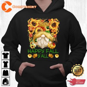 Cute Scarecrow For Thanksgiving Happy Fall Yall Gnome Hoodie Shirt