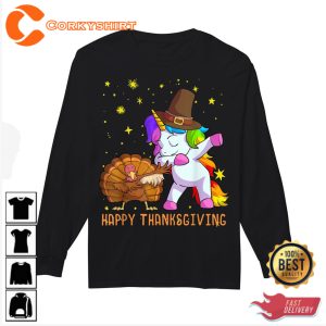 Cute Unicorn Thanksgiving Shirt Pilgrim Hat Turkey Sweatshirt