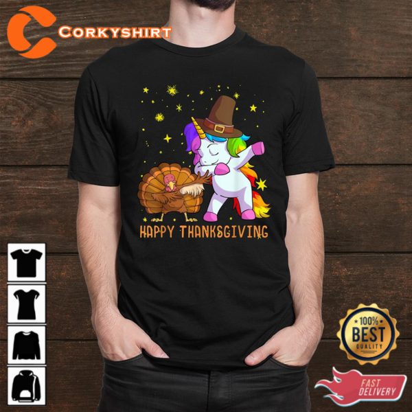 Cute Unicorn Thanksgiving Shirt Pilgrim Hat Turkey Sweatshirt