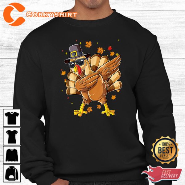 Dabbing Turkey Thanksgiving Day Funny Pilgrim Sweatshirt