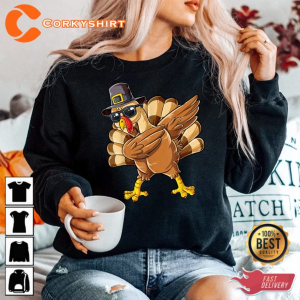 Dabbing Turkey Thanksgiving Day Funny Pilgrim Sweatshirt