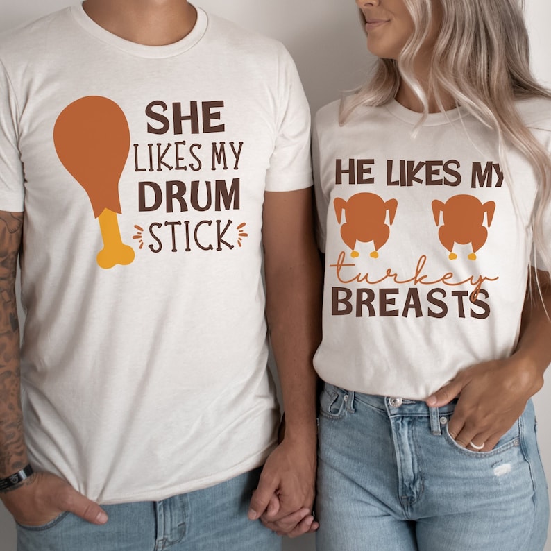 Thanksgiving Turkey Drum And Breasts Couples Shirt