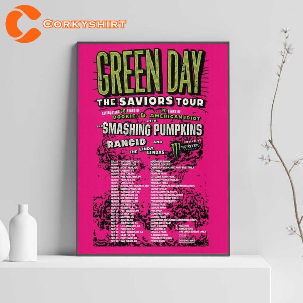 Green Day Band Merch 2024 The Saviors Tour Poster