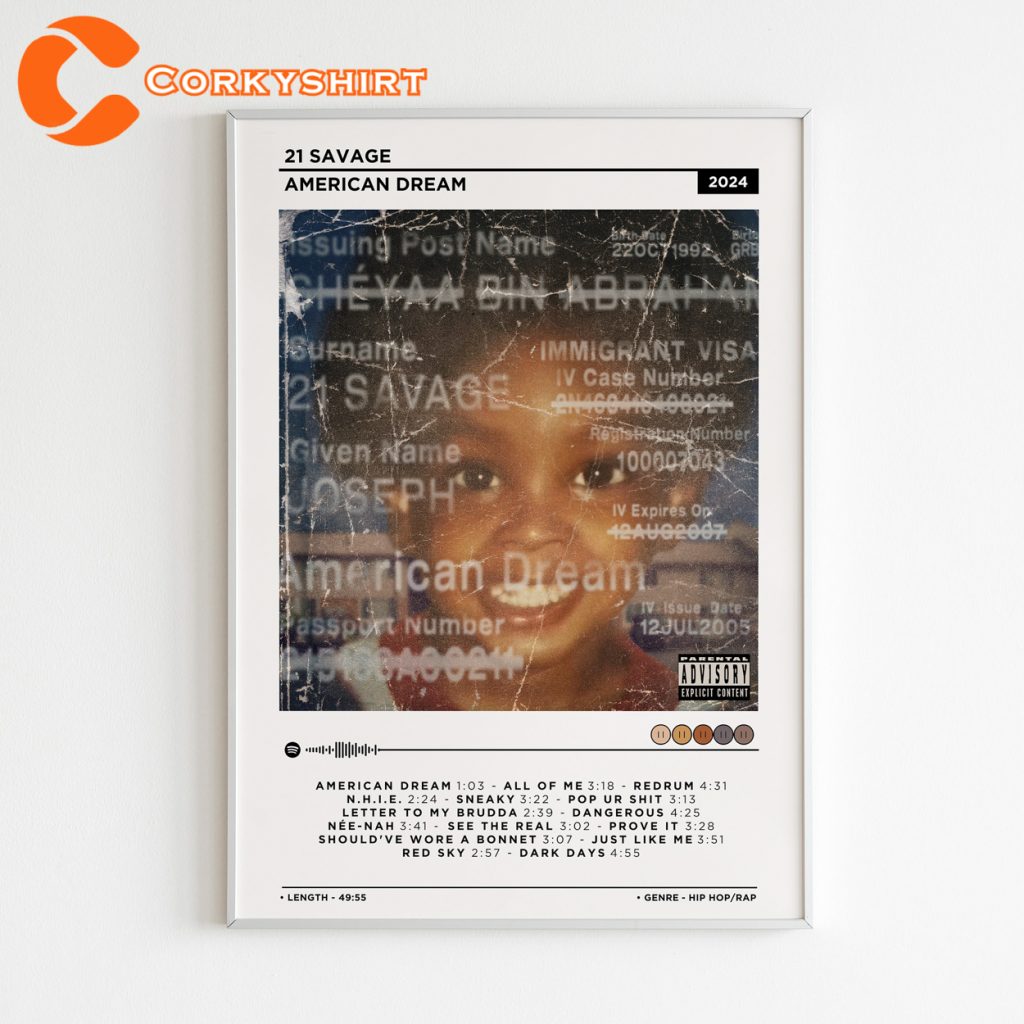Sovag Rapper 21 Savage Rapper Poster American Dream