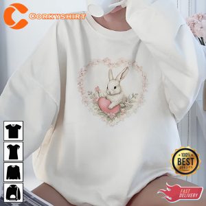 White Bunny With Heart Shirt